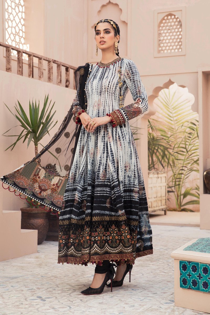 Buy MARIA.B. Lawn Eid Collection 2021 D4 Black and Kora Lawn Eid 2021 dress unstitched and Stitched. MARIA B EID COLLECTION 2021 Rejoice this Eid ambiance with balance of dynamic hue with NEW Pakistani designer clothes 2021 from world top designer like  MARIA. B online in UK & USA Express shipping to London Manchester