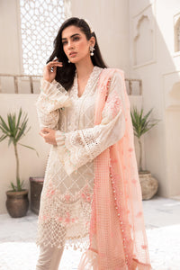 Buy MARIA.B. Lawn Eid Collection 2021 D5 White and Peach Lawn Eid 2021 dress unstitched and Stitched. MARIA B EID COLLECTION 2021 Rejoice this Eid ambiance with balance of dynamic hues with NEW Pakistani designer clothes 2021 from the top designer such as MARIA. B online in UK USA Express shipping to London Manchester