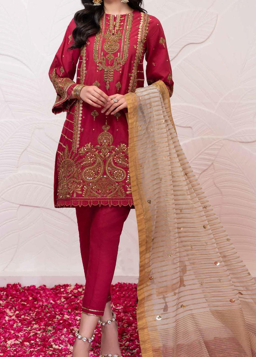 Shop Gul Ahmed FE-12260 | Red dress in USA Australia Worldwide at Lebaasonline Online Boutique We have latest collection of Maria b Gul Ahmed Pakistani Designer party wear UK dress in Unstitched 3 pc suits stitched, ready and made to order for every Pakistani suit online buyer Women in UK Buy at Discount