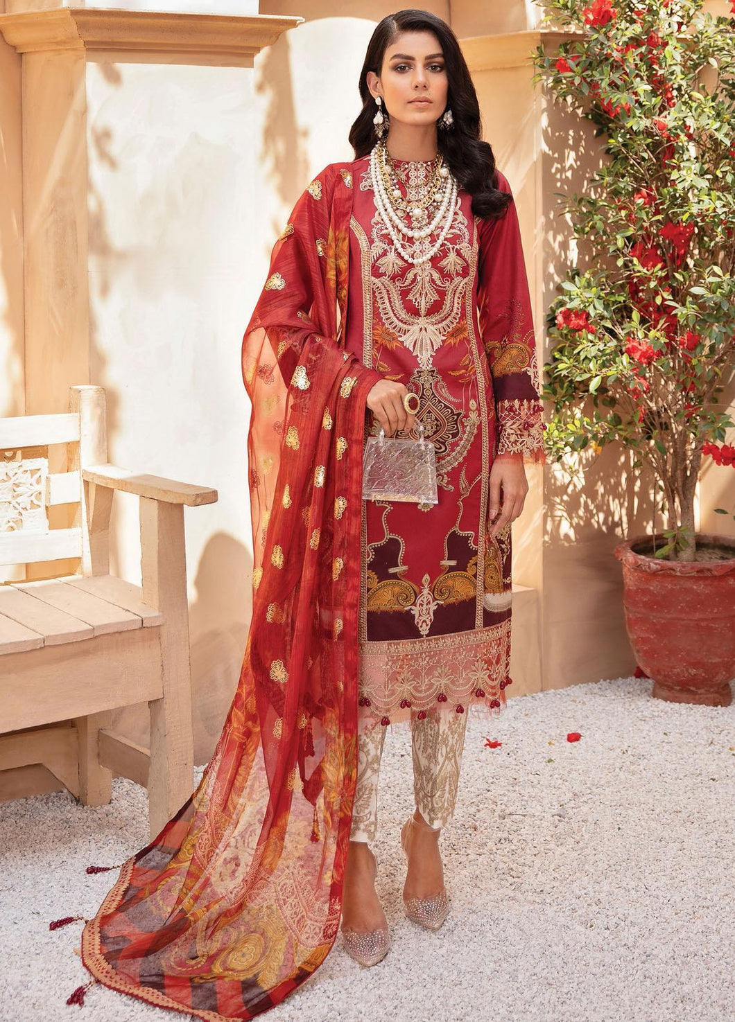 Buy Gulaal Luxury Lawn 2021 | GL21LL 02 | Aarzoo Red Dress from Lebaasonline Pakistani Clothes Stockist in the UK @ best price- SALE Shop Gulaal Lawn 2021, Maria B Lawn 2021 Summer Suit, Pakistani Clothes Online UK for Wedding, Bridal Wear Indian & Pakistani Summer Dresses by Gulaal in the UK & USA at LebaasOnline