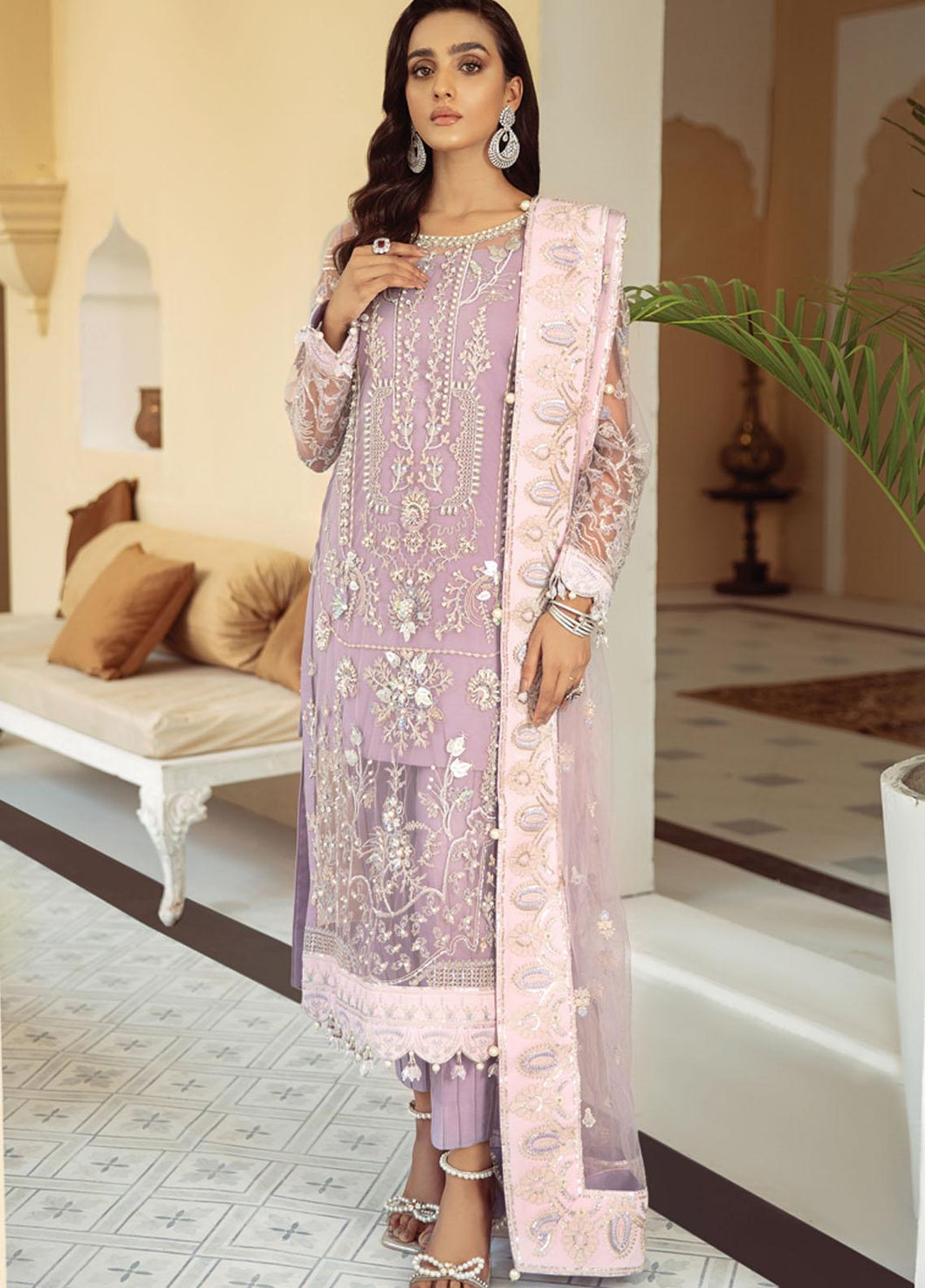 Buy GULAAL | Luxury Formals Collection 2021 | ARSHAM | D-4 Lilac dress from Lebaasonline in UK at best price- SALE ! Shop Now Gulal, Maria b, Sana Safinaz bridal dress  for Wedding, Party & Bridal dress in UK Get Pakistani Designer Dresses in UK Unstitched and Stitched Ready to Wear by Gulaal in the UK & USA