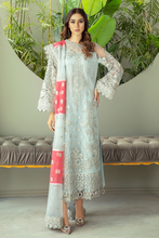 Load image into Gallery viewer, IMORIZA PREMIUM EMBROIDERY  I-131 Blue Chiffon Eid dress exclusively from us We are largest stockist of Imrozia Premium Chiffon collection Maria b and all other Pakistani designer clothes The fine embroidery and subtle color of the dress are great combinations for Eid outfits. Buy from Lebaasonline in UK Spain, Austria