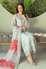 Load image into Gallery viewer, IMORIZA PREMIUM EMBROIDERY  I-131 Blue Chiffon Eid dress exclusively from us We are largest stockist of Imrozia Premium Chiffon collection Maria b and all other Pakistani designer clothes The fine embroidery and subtle color of the dress are great combinations for Eid outfits. Buy from Lebaasonline in UK Spain, Austria