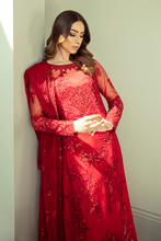 Load image into Gallery viewer, IMROZIA PREMIUM EMBROIDERY  I-132 Red Chiffon Eid outfit exclusively from us We are largest stockist of Imrozia Premium Chiffon collection Maria b and all other Pakistani designer clothes The fine embroidery and subtle color of the dress are great combinations for Eid outfits. Buy from Lebaasonline in UK Spain Austria
