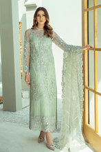 Load image into Gallery viewer, IMROZIA PREMIUM EMBROIDERY  I-135 Green Chiffon dress pak exclusively from us We are largest stockist of Imrozia Premium Chiffon collection Maria b and all other Pakistani designer clothes The fine embroidery and subtle color of the dress are great combinations for Eid dresses Buy from Lebaasonline in UK Spain Austria