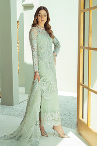 IMROZIA PREMIUM EMBROIDERY  I-135 Green Chiffon dress pak exclusively from us We are largest stockist of Imrozia Premium Chiffon collection Maria b and all other Pakistani designer clothes The fine embroidery and subtle color of the dress are great combinations for Eid dresses Buy from Lebaasonline in UK Spain Austria