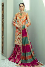 Load image into Gallery viewer, IMROZIA PREMIUM EMBROIDERY  I-136 Orange Chiffon dress pak exclusively from us We are largest stockist of Imrozia Premium Chiffon collection Maria b and all other Pakistani designer clothes The fine embroidery and subtle color of the dress are great combinations for Eid dresses Buy from Lebaasonline in UK Spain Austria