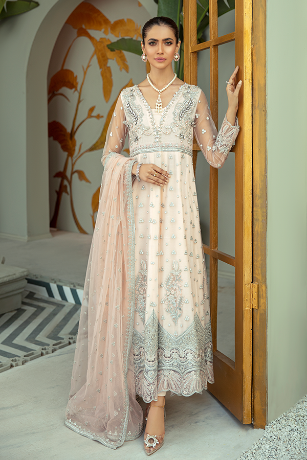 IMROZIA PREMIUM EMBROIDERY  I-137 Pink Chiffon dress pak exclusively from us We are largest stockist of Imrozia Premium Chiffon collection Maria b and all other Pakistani designer clothes The fine embroidery and subtle color of the dress are great combinations for Eid dresses Buy from Lebaasonline in UK Spain Austria