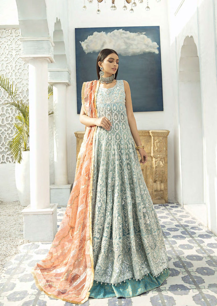 Buy Shamrock Maryum N Maria | SG-01 Blue Chiffon luxury collection from our website. We deal in all largest brands like Maria b, Shamrock Maryum N Maria Collection, Imrozia collection. This wedding season, flaunt yourself in beautiful Shamrock collection. Buy pakistani dresses in UK, USA, Manchester from Lebaasonline