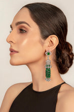 Load image into Gallery viewer, Livishly exaggerated high quality zircon setting, the earring piroi of real Green beads This jewelry is from Maria B Heritage Collection 2021 in the UK, USA and Australia. Lebaasonline are the largest stockist of Maria B Pakistani Jewelry, ring, jhoomar, Ranihaar necklace and earrings with gold and silver plating