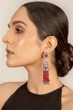 Load image into Gallery viewer, Livishly exaggerated high quality zircon setting, the earring piroi of real Red beads This jewelry is from Maria B Heritage Collection 2021 in the UK, USA and Australia. Lebaasonline are the largest stockist of Maria B Pakistani Jewelry, ring, jhoomar, Ranihaar necklace and earrings with gold and silver plating