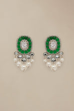 Load image into Gallery viewer, Buy Maria B Jewelry | Zircon Fine Jewelry | JER-035-Jade Green and White Lavishly exaggerated high quality Zircon fine earring This jewelry is from Maria B Heritage Collection 2022 in the UK USA and Australia. We are the largest stockist of Maria B Pakistani Jewelry, Ring Jhoomar Ranihaar necklace and earrings.