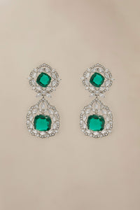 Buy Maria B Jewelry | Zircon Fine Jewelry | JER-033 Green Tourmaline Lavishly exaggerated high quality Zircon fine earring. This jewelry is from Maria B Heritage Collection 2022 in the UK, USA and Australia. We are the largest stockist of Maria B Pakistani Jewelry, ring, jhoomar, Ranihaar necklace and earrings.