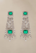 Load image into Gallery viewer, Buy Maria B Jewelry | Zircon Fine Jewelry | JER-046 Green Tourmaline Lavishly exaggerated high quality Zircon fine earring. This jewelry is from Maria B Heritage Collection 2022 in the UK, USA and Australia. We are the largest stockist of Maria B Pakistani Jewelry, ring, jhoomar, Ranihaar necklace and earrings.