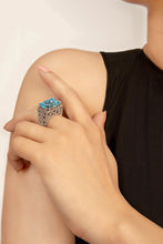 Load image into Gallery viewer, Handset American zircon with Sky Blue Swarovski stone on the top. This jewelery is from Maria B Heritage Collection 2021 in the UK, USA and Australia. Lebaasonline are the largest stockist of Maria B Pakistani Jewelery, ring, jhoomar, Ranihaar, necklace and earrings with gold and silver plating