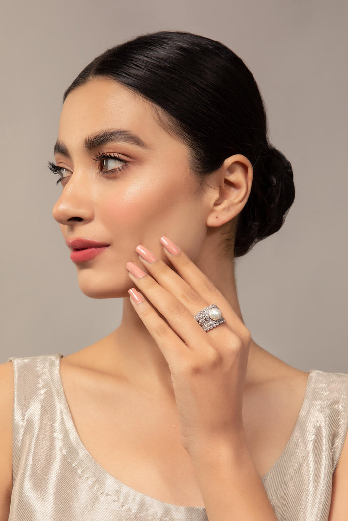 Buy Maria B Jewelry | Zircon Fine Jewelry | JRG-010 Pearl Lavishly exaggerated high quality Zircon fine earring This jewelry is from Maria B Heritage Collection 2022 in the UK USA and Australia. We are the largest stockist of Maria B Pakistani Jewelry, Ring Jhoomar Ranihaar necklace and earrings.