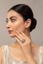 Load image into Gallery viewer, Buy Maria B Jewelry | Zircon Fine Jewelry | JRG-012 White Rhodium Lavishly exaggerated high quality Zircon fine earring This jewelry is from Maria B Heritage Collection 2022 in the UK USA and Australia. We are the largest stockist of Maria B Pakistani Jewelry, Ring Jhoomar Ranihaar necklace and earrings.