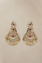 Load image into Gallery viewer, Buy Maria B Jewelry | Heritage Jewelry | JST-009 Gold Lavishly exaggerated high quality Zircon fine earring This jewelry is from Maria B Heritage Collection 2022 in the UK USA and Australia. We are the largest stockist of Maria B Pakistani Jewelry, Ring Jhoomar Ranihaar necklace and earrings.