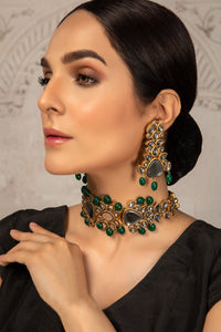 Buy Maria B Jewelry | Heritage Jewelry | JST-010-Green Lavishly exaggerated high quality Zircon fine earring This jewelry is from Maria B Heritage Collection 2022 in the UK USA and Australia. We are the largest stockist of Maria B Pakistani Jewelry, Ring Jhoomar Ranihaar necklace and earrings.