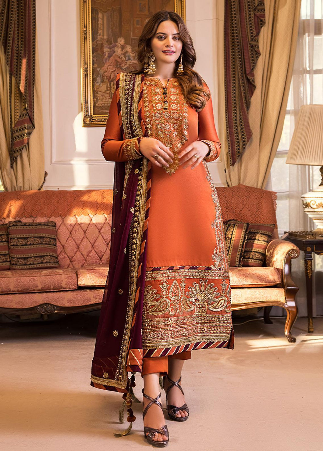 Buy ASIM JOFA | MAAHRU AND NOORIE '23 orange exclusive slik collection of ASIM JOFA WEDDING COLLECTION 2023 from our website. We have various PAKISTANI DRESSES ONLINE IN UK, ASIM JOFA CHIFFON COLLECTION 2021. Get your unstitched or customized PAKISATNI BOUTIQUE IN UK, USA, FRACE , QATAR, DUBAI from Lebaasonline at SALE!