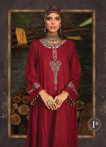 Maria B | M Prints Winter 21 | MPT-1-B Red color Winter Shawl dress @lebaasonline. We are largest stockists of various Pakistani designer dresses such as Maria B, Sana Safinaz. Maria B UK Evening/Party wear dresses can be customized at our designer boutique. Get Pakistani designer dresses online UK in USA, France!