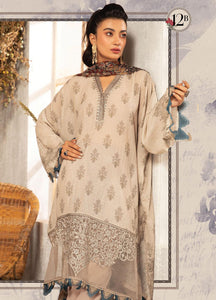 Maria B | M Prints Winter 21 | MPT-12-B Cream Winter Shawl dress @lebaasonline. We are largest stockists of various Pakistani designer dresses such as Maria B, Sana Safinaz. Evening/ Party wear dresses can be customized at our Pakistani designer boutique. Get Pakistani designer dresses online UK in USA, France!