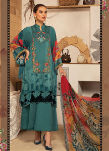 Maria B | M Prints Winter 21 | MPT-13-A Teal Winter Shawl dress @lebaasonline. We are largest stockists of various Pakistani designer dresses such as Maria B, Sana Safinaz. Evening/ Party wear dresses can be customized at our Pakistani designer boutique. Get Pakistani designer dresses online UK in USA, France!