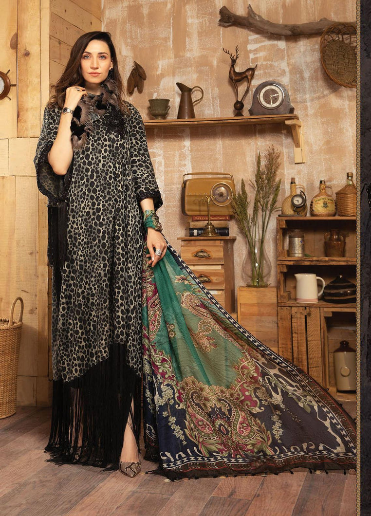 Maria B | M Prints Winter 21 | MPT-14-B Black color Winter Shawl dress @lebaasonline. We are largest stockists of various Pakistani designer dresses such as Maria B, Sana Safinaz. Maria B UK Evening/Party wear dresses can be customized at our designer boutique. Get Pakistani designer dresses online UK in USA, France!