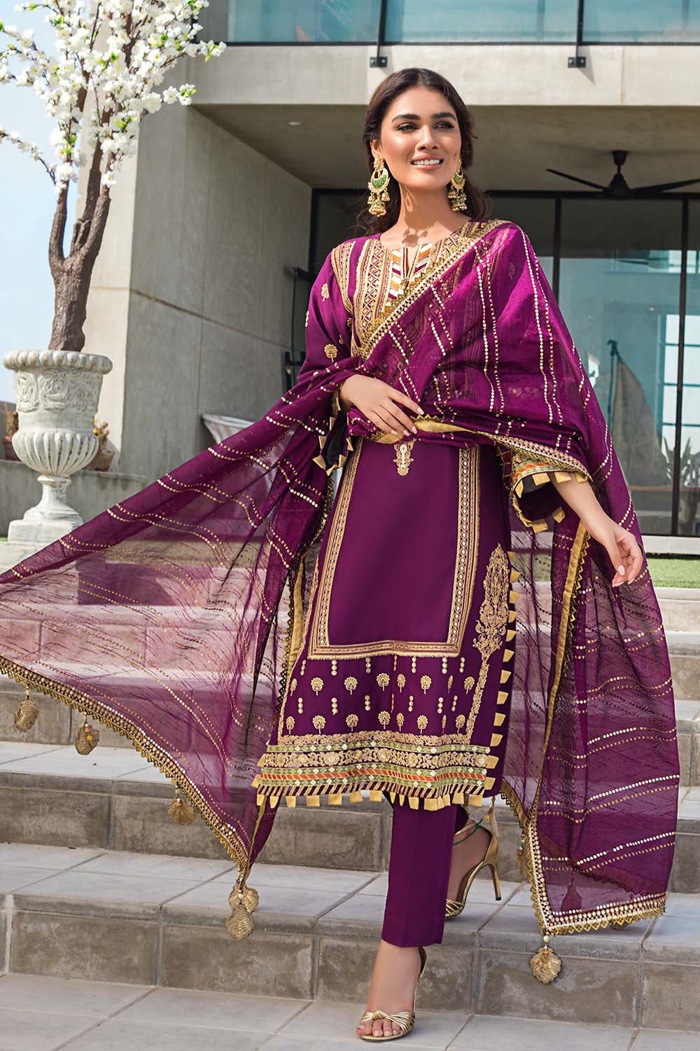 Shop Gul Ahmed FE-12228 | BAHAR BANU Purple dress in UK, USA, Australia Worldwide at Lebaasonline Online Boutique. We have latest collections of Gul Ahmed Pakistani Designer designer brands in Unstitched 3 pc suits stitched, ready and made to order for every Pakistani suits online buyer Women in UK Buy at Discount