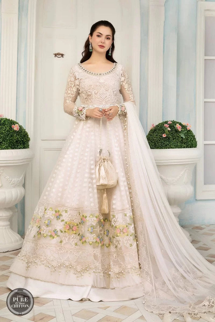 Buy MARIA B | CHIFFONS EID COLLECTION 2022 White Chiffon Pakistani designer dresses from our official website We have all Pakistani designer clothes of Maria b Chiffon 2022 Imoriza, Sobia Nazir Various Eid dresses can be bought online from our website Lebaasonline in UK Birhamgam America, France @lebaasonline