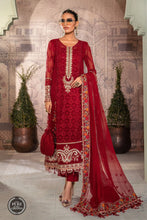Load image into Gallery viewer, Buy Maria B Mbroidered Chiffon EID 2022 | MPC-22-201-Ruby Red Chiffon Pakistani designer dresses from our official website We have all Pakistani designer clothes of Eid dresses Maria b Chiffon 2021 Sobia Nazir Various Pakistani outfits can be bought online from our website Lebaasonline in UK Birhamgam America