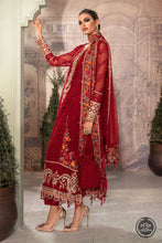 Load image into Gallery viewer, Buy Maria B Mbroidered Chiffon EID 2022 | MPC-22-201-Ruby Red Chiffon Pakistani designer dresses from our official website We have all Pakistani designer clothes of Eid dresses Maria b Chiffon 2021 Sobia Nazir Various Pakistani outfits can be bought online from our website Lebaasonline in UK Birhamgam America