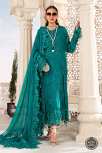 Load image into Gallery viewer, Buy Maria B Mbroidered Chiffon EID 2022 | Deep and Sea Green Chiffon Pakistani designer dresses from our official website We have all Pakistani designer clothes of Eid dresses Maria b Chiffon 2021 Sobia Nazir Various Pakistani outfits can be bought online from our website Lebaasonline in UK Birhamgam America