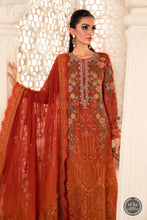 Load image into Gallery viewer, Buy Maria B Mbroidered Chiffon EID 2022 | Burnt Orange and Rust Chiffon Pakistani designer dresses from our official website We have all Pakistani designer clothes of Eid dresses Maria b Chiffon 2021 Sobia Nazir Various Pakistani outfits can be bought online from our website Lebaasonline in UK Birhamgam America