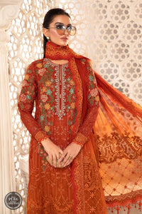 Buy Maria B Mbroidered Chiffon EID 2022 | Burnt Orange and Rust Chiffon Pakistani designer dresses from our official website We have all Pakistani designer clothes of Eid dresses Maria b Chiffon 2021 Sobia Nazir Various Pakistani outfits can be bought online from our website Lebaasonline in UK Birhamgam America