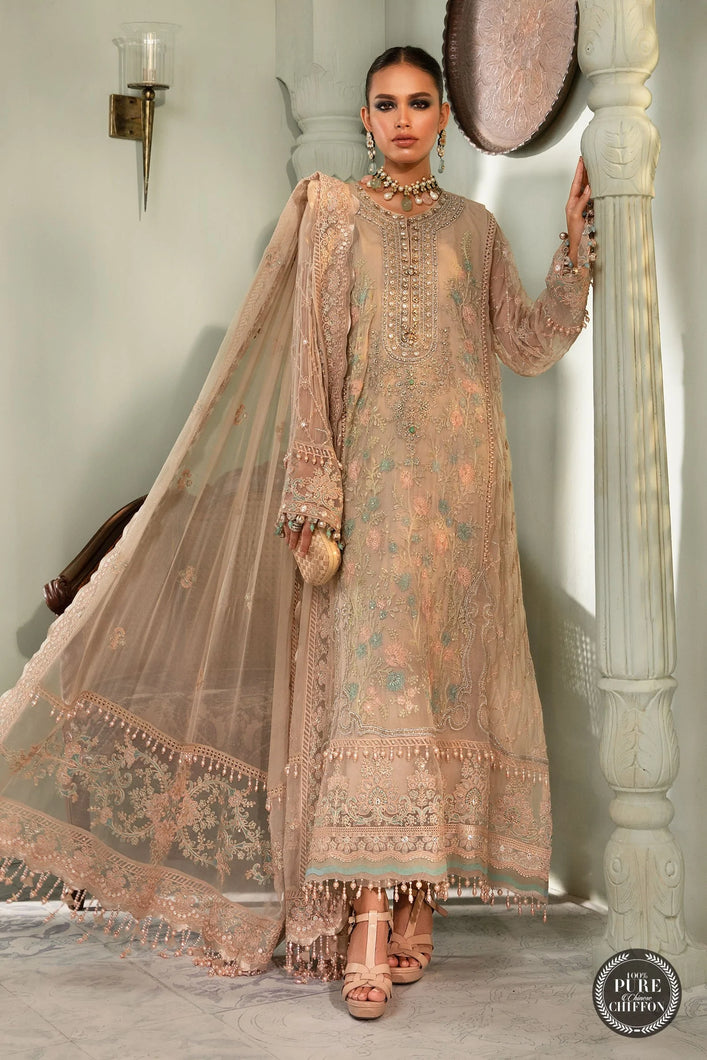 Buy Maria B Mbroidered Chiffon EID 2022 | Nude Pink Chiffon Pakistani designer dresses from our official website We have all Pakistani designer clothes of Eid dresses Maria b Chiffon 2021 Sobia Nazir Various Pakistani outfits can be bought online from our website Lebaasonline in UK Birhamgam America