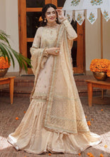 Load image into Gallery viewer, Buy Qalamkar Shadmani Luxury Formal SM-07 Golden Shadmani Wedding Dresses UK @lebaasonline. The Pakistani Bridal dresses online UK include various brands such as Maria B, Qalamkar wedding dress 2021. The Chiffon &amp; Net Gowns can be customized  for Evening, Party Wear in Indian Wedding dresses online USA, UK, France!