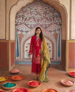 REPUBLIC WOMEN'S WEAR | NIGHAT LAWN COLLECTION '21 | D6 Bright Red Winter wear for the Pakistani look. The Velvet salwar kameez, winter shawls designs of Republic women's wear, Maria B, Asim Jofa are available in our Pakistani designer boutique. Get Velvet suits in UK USA, France from Lebaasonline