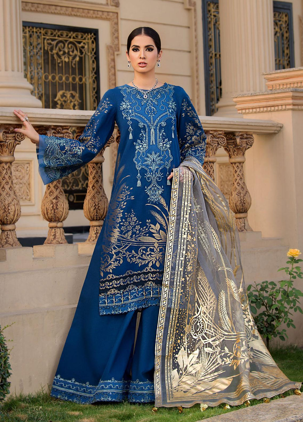 Reign Lawn 2021 | Summer Collection | IRIS Blue Lawn Dress is exclusively available at our website. This summer get your reign PAKISTANI DESIGNER LAWN from our official PAKISTANI BOUTIQUE IN UK. We have brands such as MARIA B GULAL. Get your unstitched/customized ASIAN SUMMER FASHION DRESSES UK AT Lebaasonline