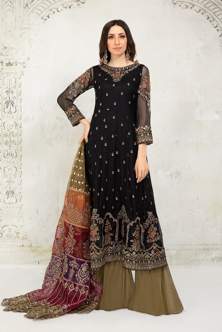 Buy Maria B Suit Black SF-EA21-12 Black color Ready to Wear. READY MADE MARIA B BRIDAL COLLECTION UK 2021 Rejoice this season with balance of dynamic hues with  Pakistani Wedding designer clothes 2021 from the top fashion designer such as MARIA. B online in UK & USA Express shipping to London Manchester & worldwide 