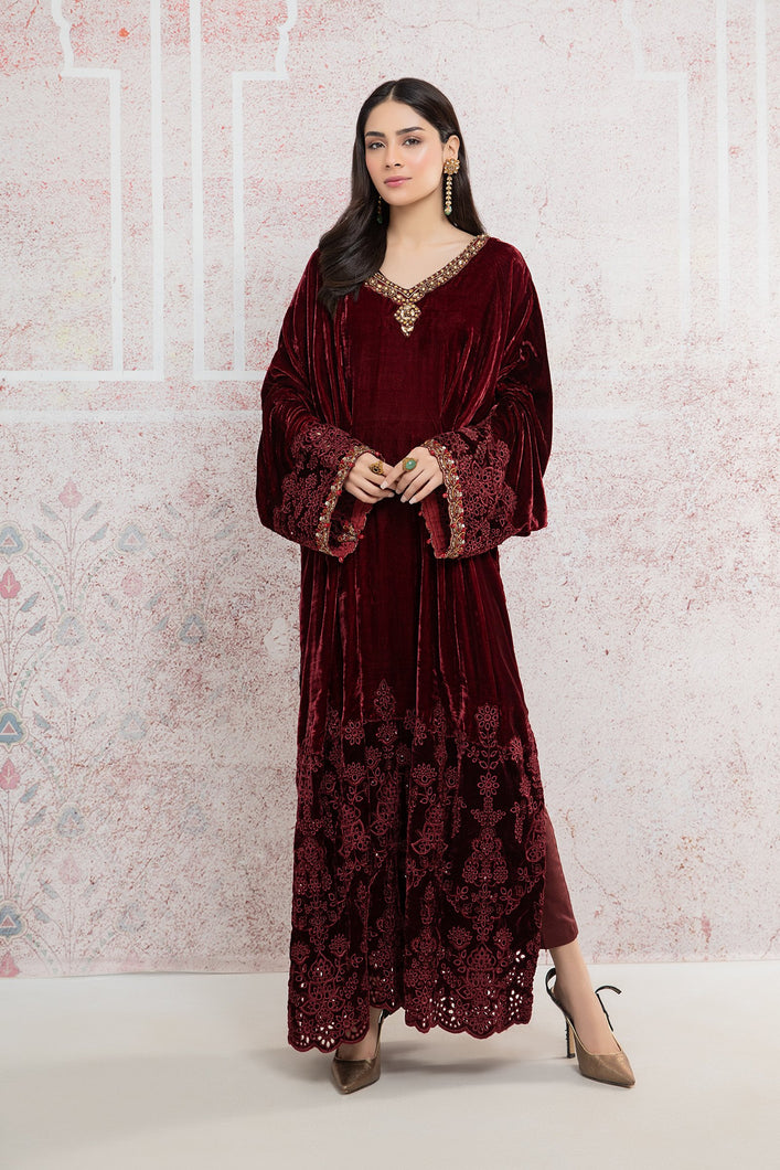 Buy Suit Maroon SF-W21-30 | Maria B Ready to Wear Online dresses UK 2021 Rejoice this season with balance of dynamic hues with Pakistani Wedding designer clothes 2021 from the top fashion designer such as MARIA. B online in UK & USA Express shipping to London Manchester & worldwide from Lebaasonline