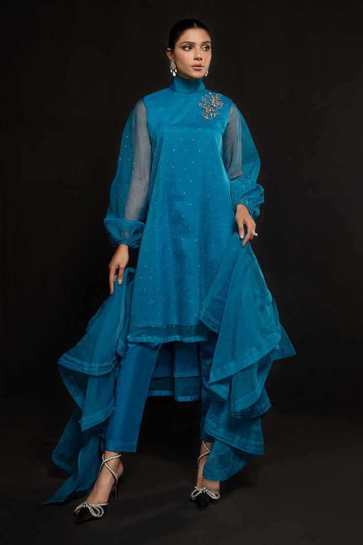 Buy Suit Blue SF-W22-52 | Maria B Ready to Wear Online dresses UK 2022 Rejoice this season with balance of dynamic hues with PAKISTANI WEDDING DRESSES ONLINE UK from the top fashion designer such as MARIA. B online in UK & USA Express shipping to London Manchester & worldwide from Lebaasonline only