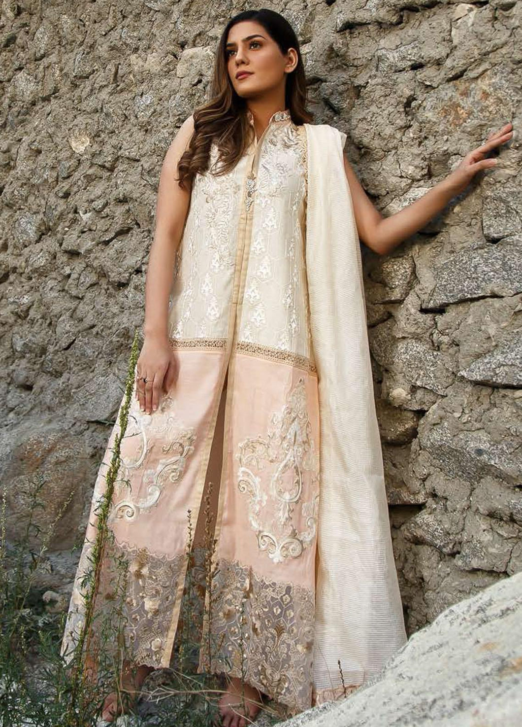 ZUNUJ | SOIREE FORMAL COLLECTION 2021 | LARKSPUR | D-05 Peach Dress exclusively available @lebaasonline. ZUNUJ PAKISTANI SUITS ONLINE is available for evening/party wear. We have various other brands such as MARIA B, SANA SAFINAZ. PAKISTANI BRIDAL DRESSES ONLINE UK can be customized in USA, France, UK at LEBAASONLINE