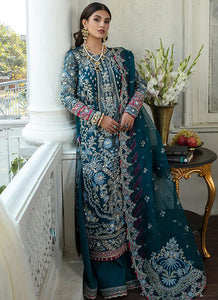 SORAYA PK | Wedding Collection 2023 SORAYA Lumene- FESTIVE Diana showcases a majestic festive approach layered in ice blue and mint green shades. A net pishwas embellished with multi-hued crystals, pitta, pearls, and gota work paired with crushed lehenga.