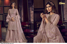 Load image into Gallery viewer, Buy SWAGAT VIOLET SNOW WHITE | 6601 Peach Butterfly net suits for this Party season. Get yourself customized with our Latest Indian Wedding Wear, Sharara Suit for this Wedding season. We have elegant collection of various brands such as Swagat, Vipul at our online store. Get outfit in USA, UK, Austria from Lebaasonline